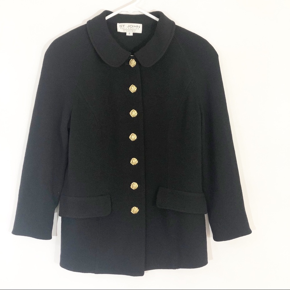 St John | Black Button Up Blazer